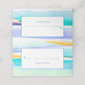 Carte De Placement Marée tropicale d'art Abstrait bordée d'aqua jaune (Extérieur déplié)