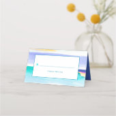 Carte De Placement Marée tropicale d'art Abstrait bordée d'aqua jaune (Dos)