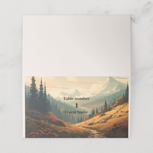 Carte De Placement Mariage À feuillage persistant Rustic Mountain For (Extérieur déplié)