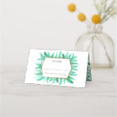 Carte De Placement Mariage à feuillage persistant vert (Devant)