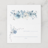 Carte De Placement Mariage à fleurs bleues Dusty (Extérieur déplié)