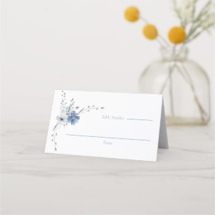 Carte De Placement Mariage à fleurs bleues Dusty