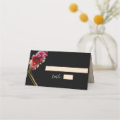 Carte De Placement Mariage à fleurs noir rouge chic (Devant)