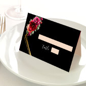 Carte De Placement Mariage à fleurs noir rouge chic