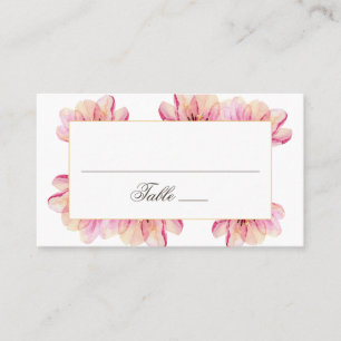 Carte De Placement Mariage à fleurs rose aquarelle. Fleurs de jardin