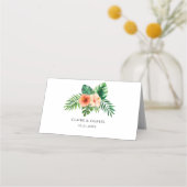 Carte De Placement Mariage à fleurs vert et blanc Tropica (Dos)