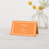 Carte De Placement Mariage à la frontière ondulée Citrus Orange Capri (Dos)