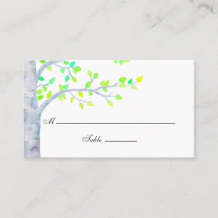 Carte De Placement Mariage à l'aquarelle sous les bouleaux de printem