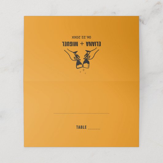 Carte De Placement mariage à main rétro moderne (Extérieur déplié)