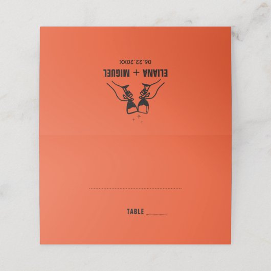 Carte De Placement mariage à main rétro moderne (Extérieur déplié)