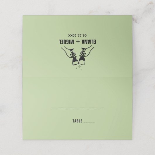 Carte De Placement mariage à main rétro moderne (Extérieur déplié)