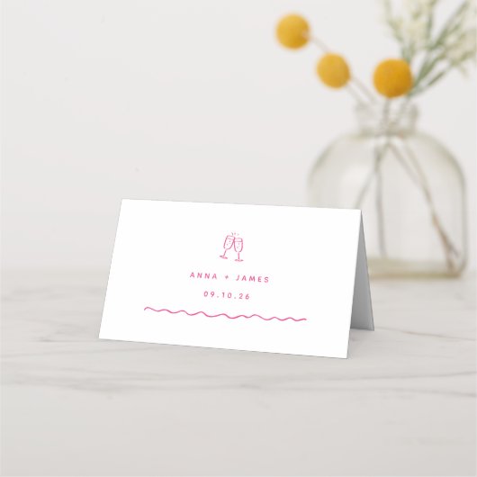 Carte De Placement Mariage à main rose blanc (Dos)