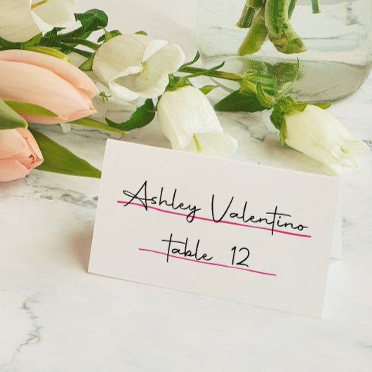 Carte De Placement Mariage à main rose blanc