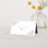 Carte De Placement Mariage à monogramme floral violet (Dos)