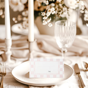 Carte De Placement Mariage à motif damier rose peint