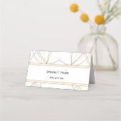 Carte De Placement Mariage Abstrait blanc lignes cuivre (Dos)