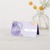Carte De Placement Mariage Abstrait luxueux violet et doré (Dos)