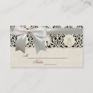 Carte De Placement Mariage Antique Dentelle Lin Blanc Classique Joli