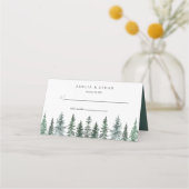 Carte De Placement Mariage aquarelle hivernal en forêt (Devant)