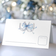 Mariage aquarelle ruban bleu fers à cheval
