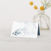 Carte De Placement Mariage | Aquarelle rustique Dusty Blue Foliing (Dos)