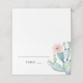 Carte De Placement Mariage aquarelle succulents. Cactus à fleurs rose (Extérieur déplié)