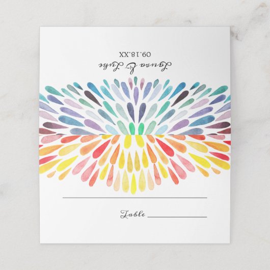 Carte De Placement Mariage arc-en-ciel aquarelle (Extérieur déplié)