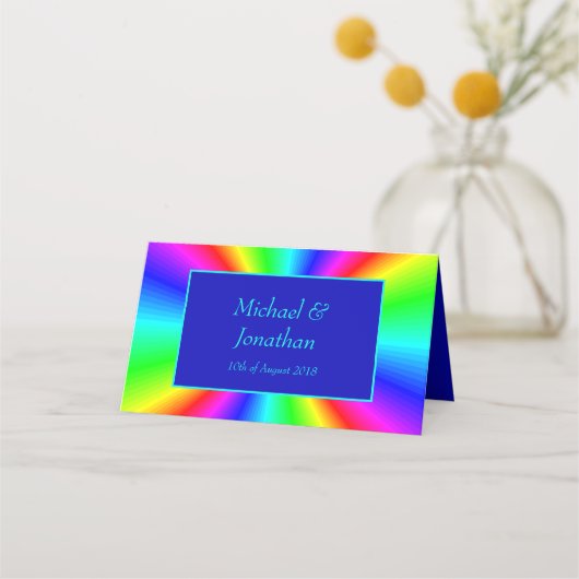 Carte De Placement Mariage arc-en-ciel brillant (Dos)