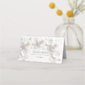 Carte De Placement Mariage arcbouté de fleurs 3D blanches (Dos)