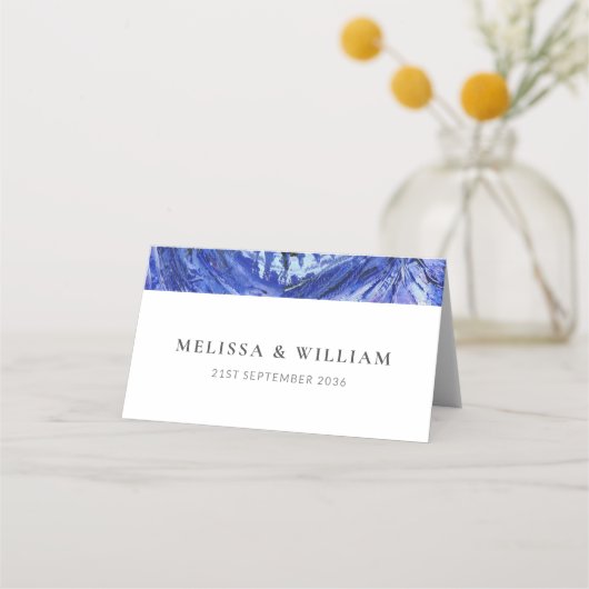 Carte De Placement Mariage Art Bleu Blanc (Dos)