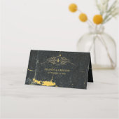 Carte De Placement Mariage Art déco en marbre d'or noir (Dos)