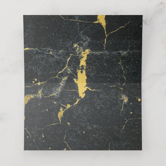Carte De Placement Mariage Art déco en marbre d'or noir (Intérieur déplié)