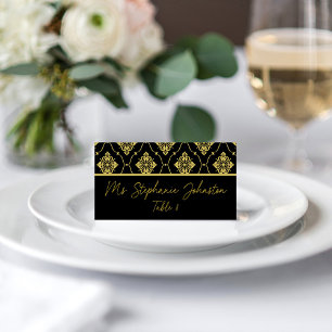 Carte De Placement Mariage Art Déco Noir et Or Vintage
