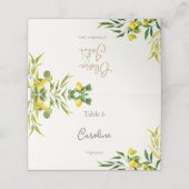 Carte De Placement Mariage au citron à l'aquarelle avec préférence de (Extérieur déplié)