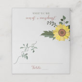 Carte De Placement Mariage au Tournesol (Extérieur déplié)