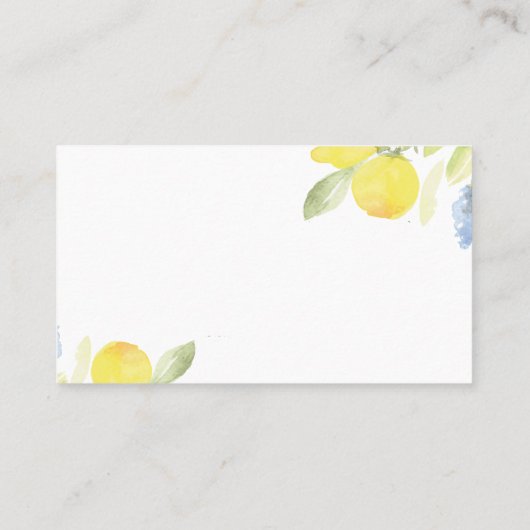 Carte De Placement Mariage aux citrons aquarelle (Dos)