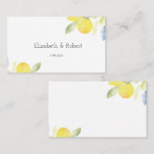 Carte De Placement Mariage aux citrons aquarelle (Devant / Derrière)