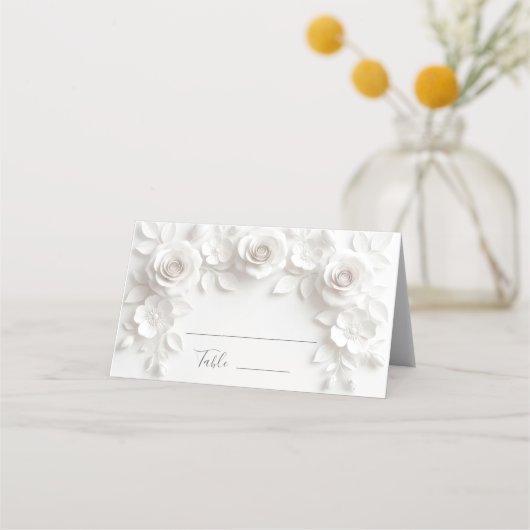 Carte De Placement Mariage aux fleurs 3D blanches en arc (Devant)
