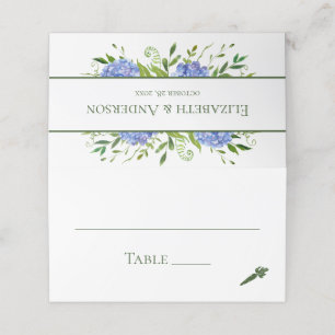 Carte De Placement Mariage aux Hortensias Bleus