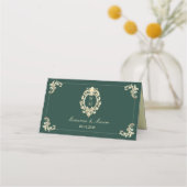 Carte De Placement Mariage baroque vert émeraude (Dos)