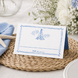 Carte De Placement Mariage Bateau Plage Doodles Dessinés à la Main Th
