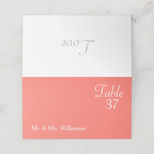 Carte De Placement Mariage blanc corail (Extérieur déplié)
