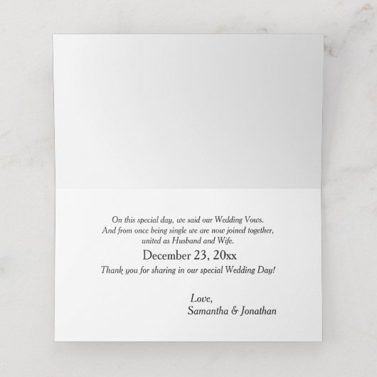 Carte De Placement Mariage blanc corail (Intérieur déplié)