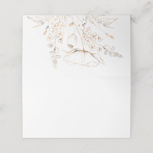 Carte De Placement Mariage blanc Fleur sauvage tiré main or (Extérieur déplié)
