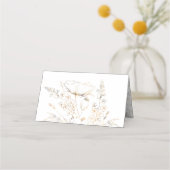 Carte De Placement Mariage blanc Fleur sauvage tiré main or (Dos)