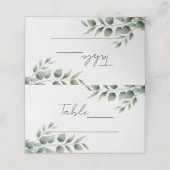 Carte De Placement Mariage Blanc Moderne au Feuillage Minimal (Extérieur déplié)