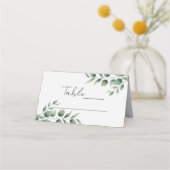 Carte De Placement Mariage Blanc Moderne avec Feuillage Minimal (Dos)