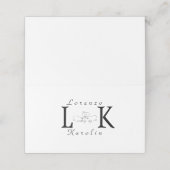 Carte De Placement Mariage blanc Monogramme simple Élégant minimalist (Extérieur déplié)