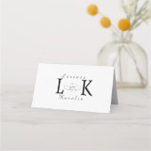 Carte De Placement Mariage blanc Monogramme simple Élégant minimalist (Devant)