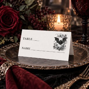 Carte De Placement Mariage Blanc Toile Noir Gothique Vintage